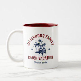 Customise Family Vacation Retro Beach Holiday Trip Two-Tone Coffee Mug