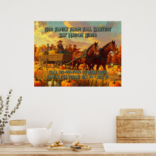 Customise Farm Fall Harvest Horse Drawn Wagon Ride Poster