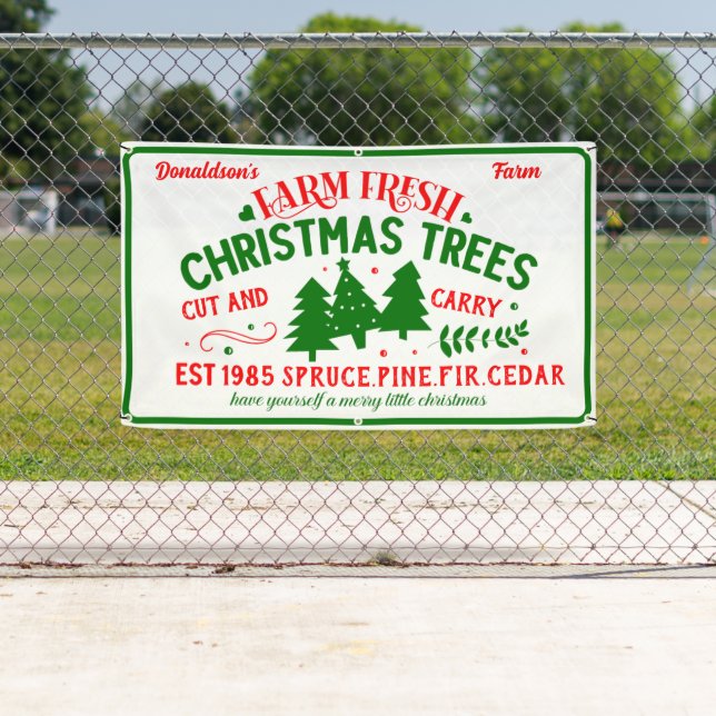 Customise Farm Fresh Christmas Trees For Sale Banner (Insitu)