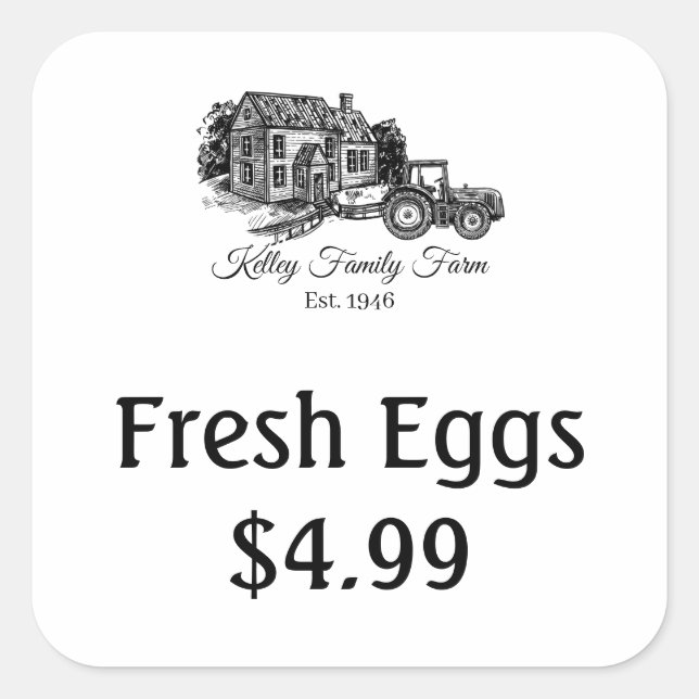 Customise Farm Fresh Egg Price Labels (Front)
