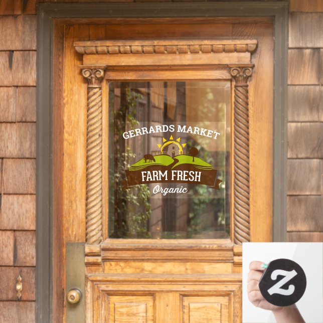 Customise Farm Fresh Organic Small Business Window Cling (Home Door)