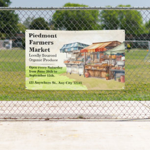Customise Farmers Market Green Brown Illustrated Banner