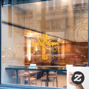 Customise Faux Gold Glitter Hair Salon And Spa Window Cling