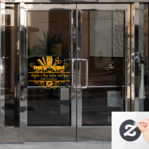 Customise Faux Gold Glitter Hair Salon And Spa  Window Cling