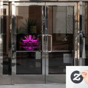 Customise Faux Pink Glitter Hair Salon And Spa  Window Cling