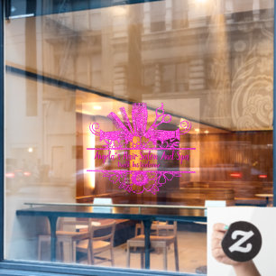 Customise Faux Pink Glitter Hair Salon And Spa  Window Cling