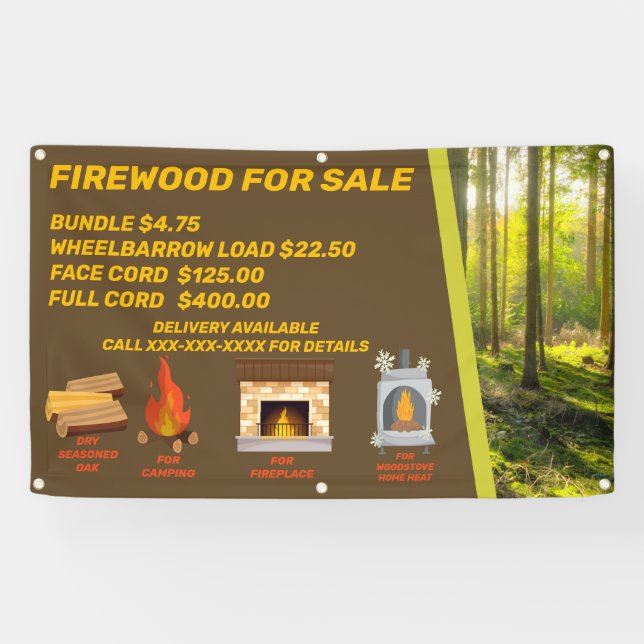 Customise Firewood For Sale Camping Fireplace Home Banner (Horizontal)
