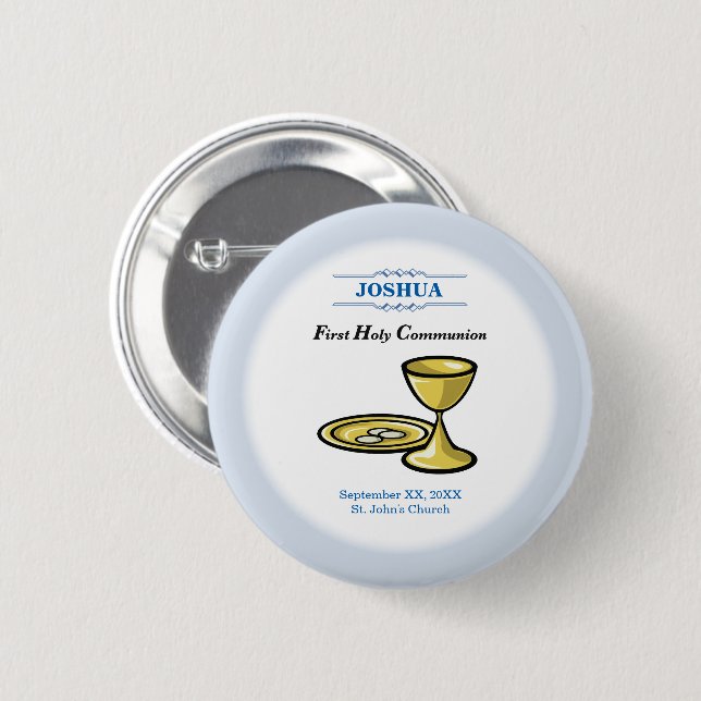 Customise, First Communion Body and Blood 6 Cm Round Badge (Front & Back)