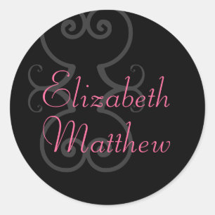 Customise First Names Elegant Black Seal Sticker