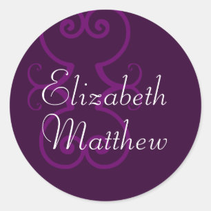 Customise First Names Elegant Purple Seal Sticker