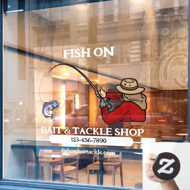 Customise Fishing Bait and Tackle Shop Business Window Cling (Cafe Window)