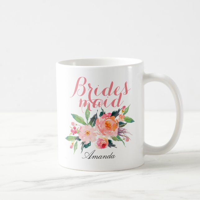 Customise Floral Bridesmaid Coffee Mug (Right)