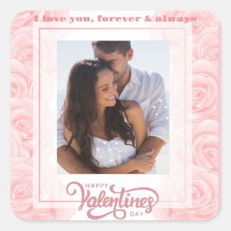 Customise floral Happy Valentine's Day 1 Photo Square Sticker