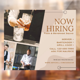 Customise Food Bar Beverage Grill Crew Now Hiring Window Cling