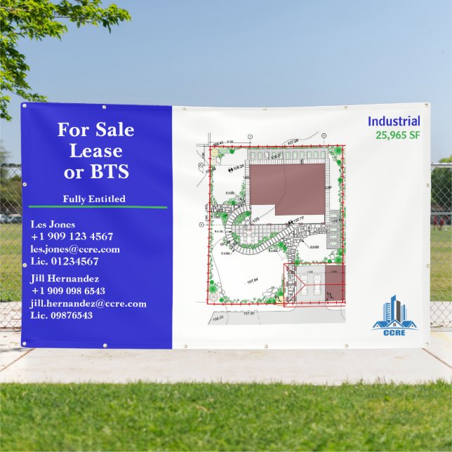 Customise For Sale Lease or BTS Site Drawing Logo Banner (Outside)