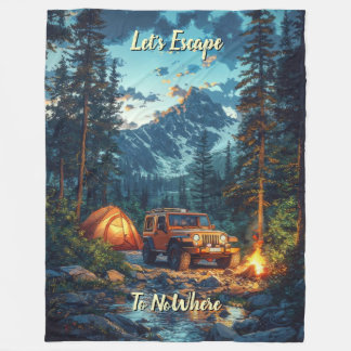 Customise Four Wheel Drive Let's Escape To NoWhere Fleece Blanket
