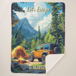 Customise Four Wheel Drive Let's Escape To NoWhere Sherpa Blanket