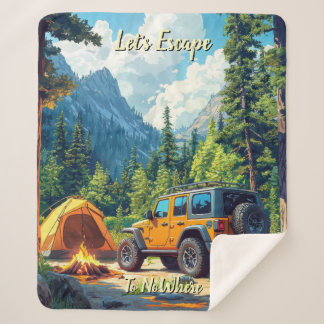 Customise Four Wheel Drive Let's Escape To NoWhere Sherpa Blanket
