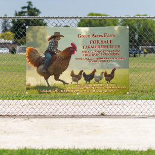 Customise Funny Organic Farm Fresh Eggs Cage Free Banner