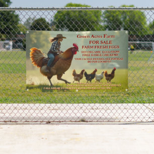 Customise Funny Organic Farm Fresh Eggs Cage Free Banner