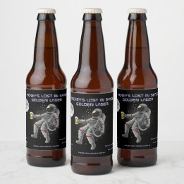 Customise Funny Spaceman Astronaut Lost In Space  Beer Bottle Label