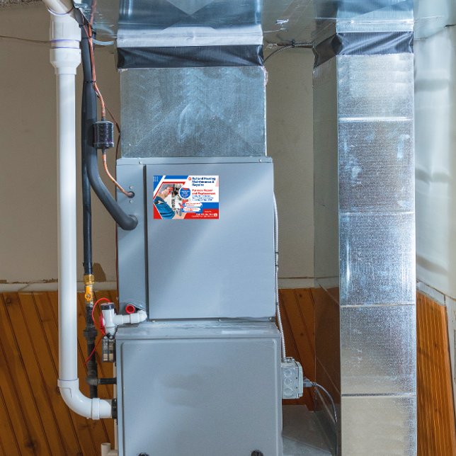 Customise Furnace Heating System Repair Furnace Rectangular Sticker (This sticker mockup is not to scale. It is a reference image.)