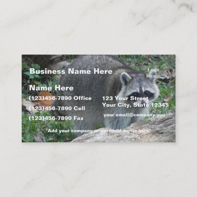 (Customise) Furry Racoon Photo Business Card (Front)