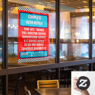 Customise Generic Auto Repair Shop Services Promo Window Cling