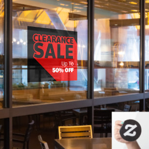Customise Generic Clearance Sale Up To Percent Off Window Cling