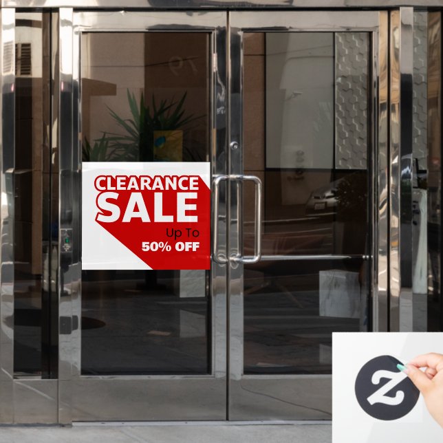 Customise Generic Clearance Sale Up To Percent Off Window Cling (Office Door)