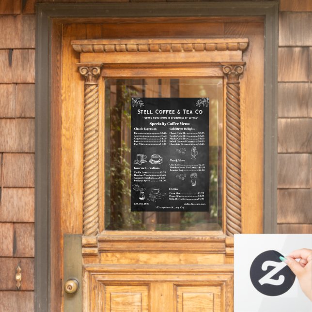 Customise Generic Coffee Menu Price Chalkboard  Window Cling (Home Door)