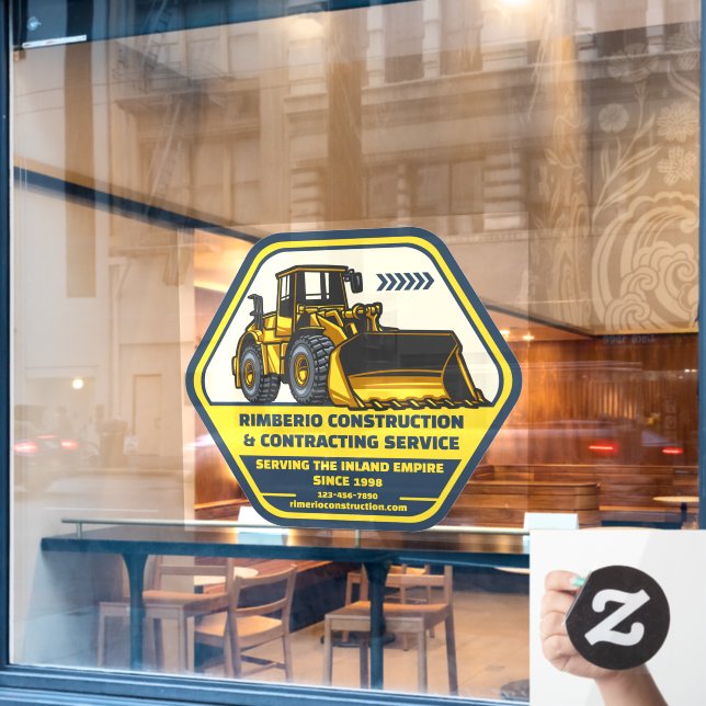 Customise Generic Construction Contracting Busines Window Cling (Cafe Window)
