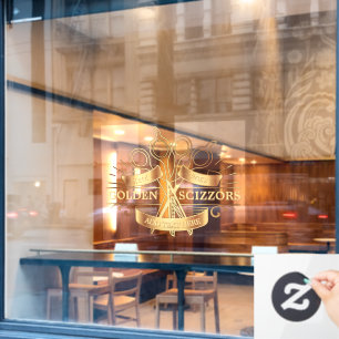Customise Generic Golden Barber Hair Salon Front Window Cling