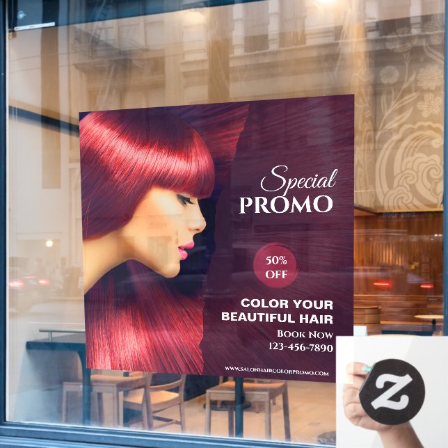 Customise Generic Hair Salon Colour Sale Promo Window Cling (Cafe Window)