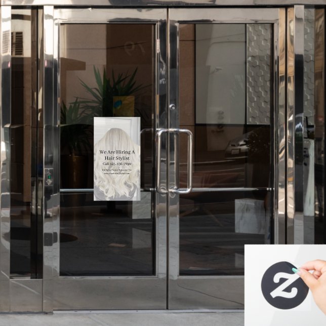 Customise Generic Hair Salon Now Hiring  Window Cling (Office Door)