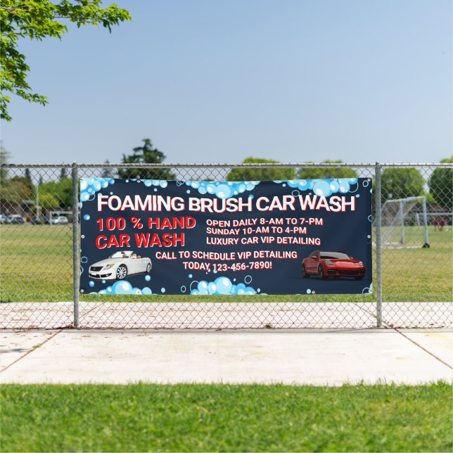 Customise Generic Large Car Wash Business  Banner (Insitu)