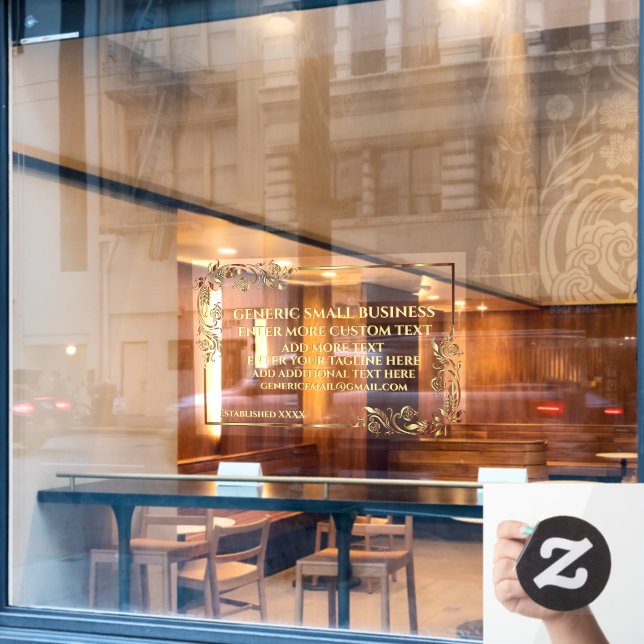 Customise Generic Legal Notary Doctor Ornate Gold Window Cling (Cafe Window)