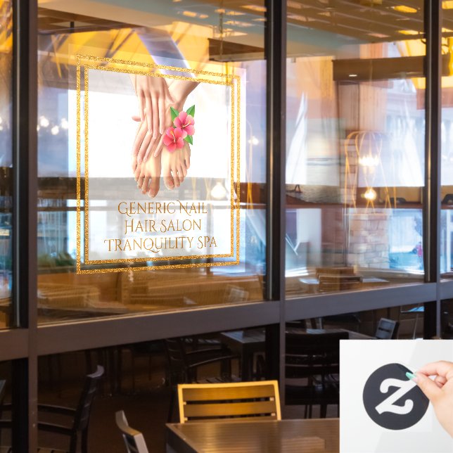 Customise Generic Nail Hair Salon Tranquillity Spa Window Cling (Restaurant Window)