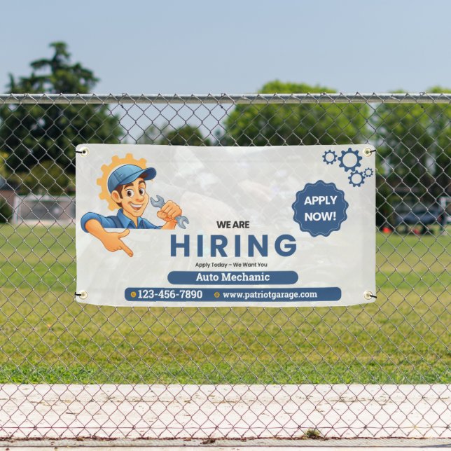 Customise Generic Now Hiring Auto Mechanic  Banner (Insitu)