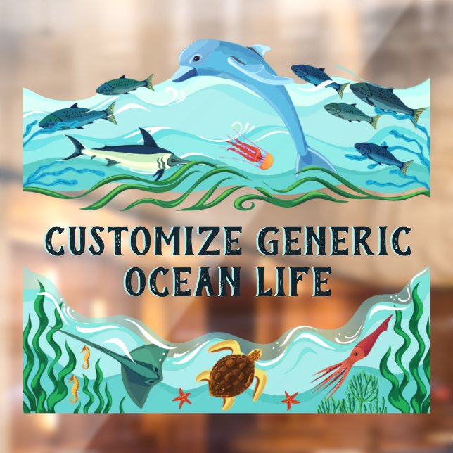 Customise Generic Ocean Life Small Business Front  Window Cling (Sheet 2)
