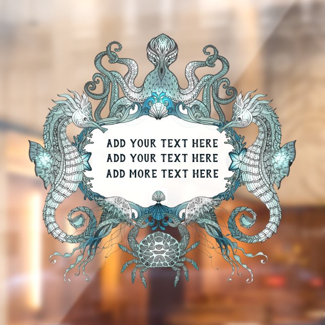 Customise Generic Seahorse Crab Octopus Nautical  Window Cling (Sheet 2)