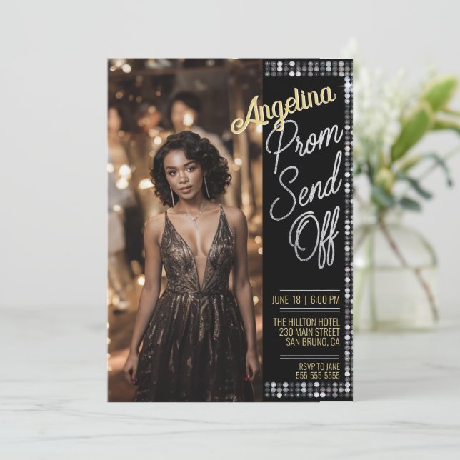 Customise Glamourous Photo Prom Send Off Graduatio Invitation (Standing Front)
