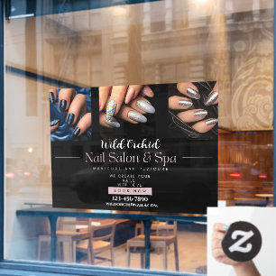 Customise Glitter Nails Nail Salon Spa Shop Window Cling