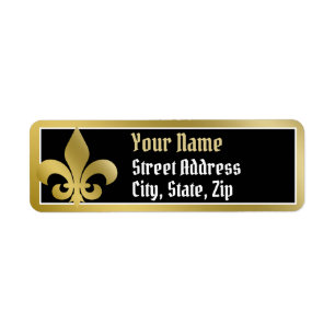 Customise, Gold Border Fleur-de-lis address label
