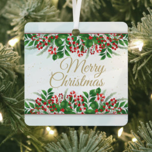 Customise Gold, Red Barri Christmas Married Metal Tree Decoration