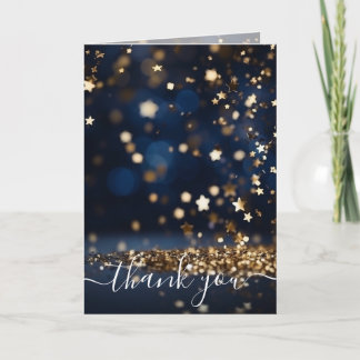 Customise: Gold Star Glitter Thank You Card