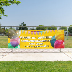 Customise Grand Re-Opening Balloons Bunting Shop Banner