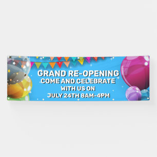 Customise Grand Re-Opening  Balloons Bunting Store Banner