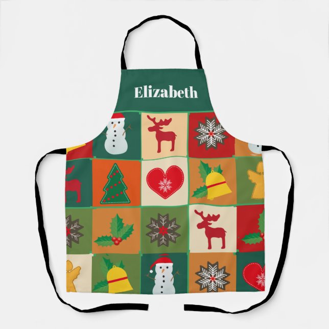 Customise Graphic Patches Christmas Apron (Front)