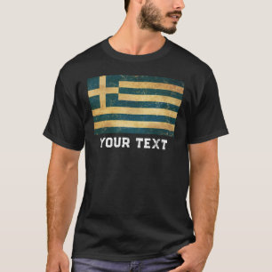 Customise Greece Vintage Grunge Flag Men's Black T-Shirt